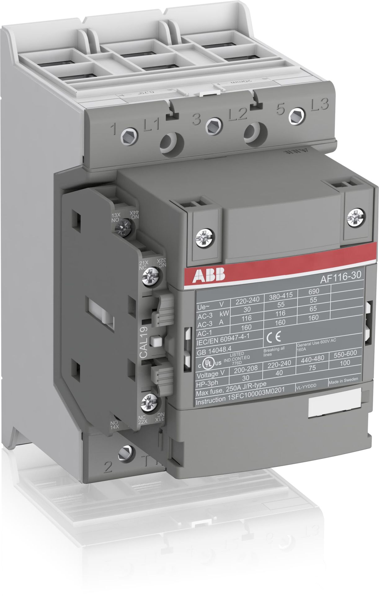 AF116-30-11-11  116A KONTAKTÖR 1NA+1NK   24-60V AC